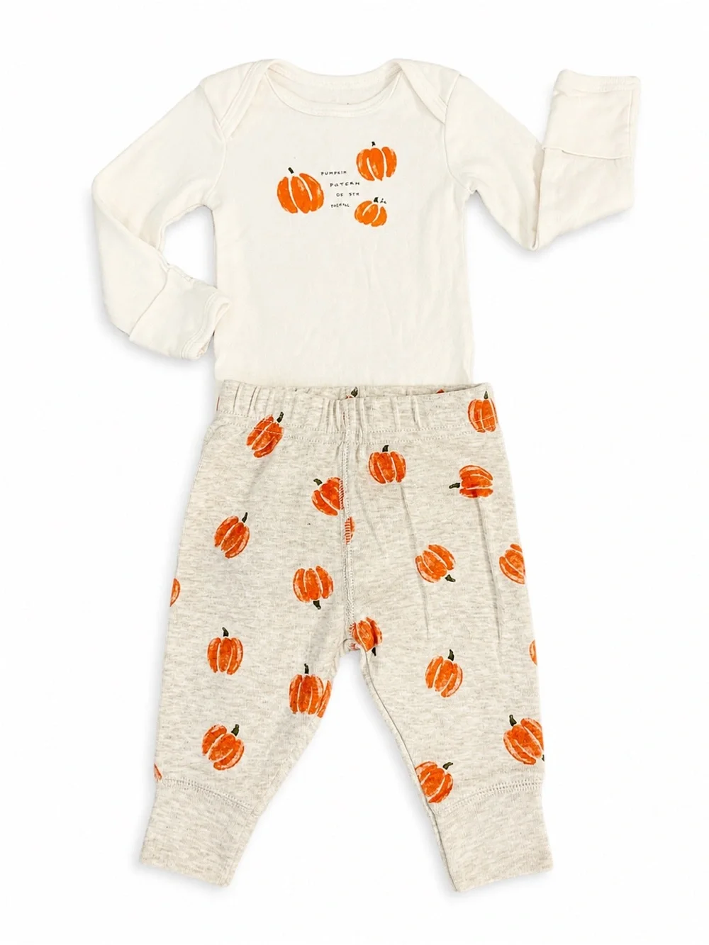 Baby Cream and Orange Pumpkin outfit 0-3 months - 0837